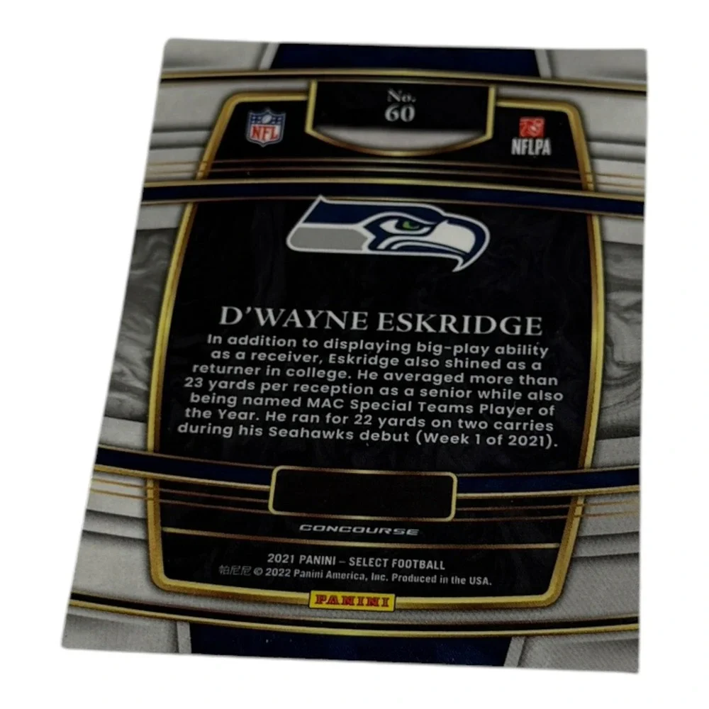 2021 Panini Select D'Wayne Eskridge Rookie Card 60 Concourse Seattle Seahawks RC